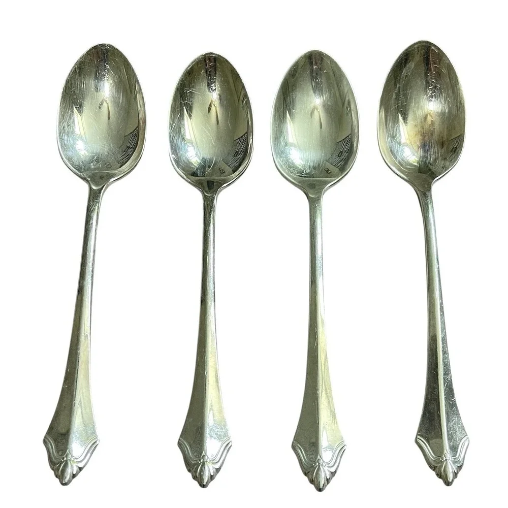4‎ Oneida Heirloom Silverplate BELCOURT - 1989 Teaspoons Dessert Spoon Set